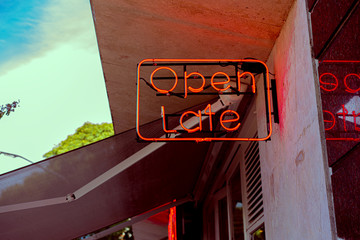 Open late red neon sign