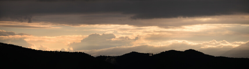 Sunset sky, panoramic image, natural backgrounds