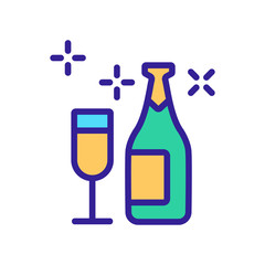 Champagne icon vector. Thin line sign. Isolated contour symbol illustration