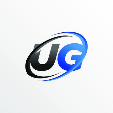 Initial Letters UG Logo with Circle Swoosh Element