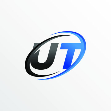 Initial Letters UT Logo with Circle Swoosh Element