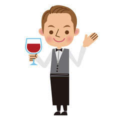 ワインの解説をするソムリエ