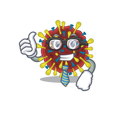 Corona virus molecule Businessman cartoon character with glasses and tie