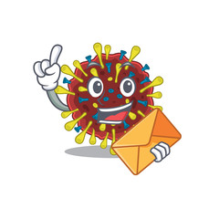 Cute face corona virus molecule mascot design with envelope