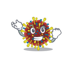 Corona virus molecule cartoon character style with happy face