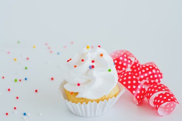 Birthday cupcakes cake isolated white background