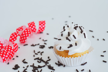 Birthday cupcakes cake isolated white background