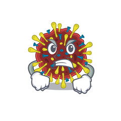 Corona virus molecule cartoon character design with angry face
