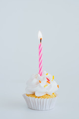 Birthday cupcakes cake isolated white background