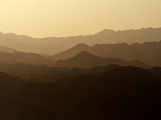Breathtaking Panoramic landscape of Eilat Mountains in Israel over the Gulf of Aqaba Jordan