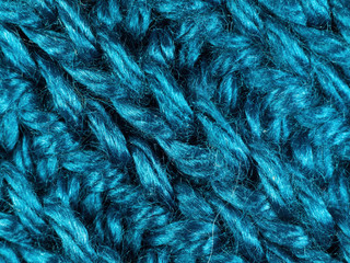 blue knitted material close up