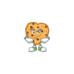 An icon of chocolate chips love mascot design with confident gesture