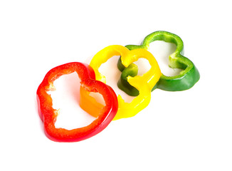three rings bell pepper isolated on white background