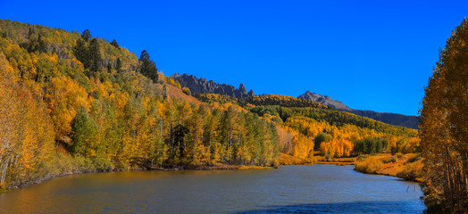 On the way to Alta lakes in Colorado during Autumn time