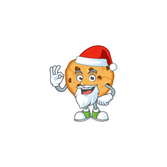 Chocolate chips love cartoon character of Santa showing ok finger