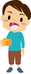 Fototapeta premium うがいをする男の子のイラスト