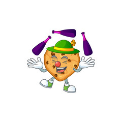 Chocolate chips love cartoon character concept love playing Juggling