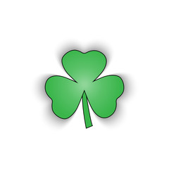 Green Shamrock leaf icon in design flat style isolated on white background.