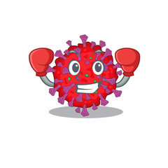 A sporty coronavirus particle boxing mascot design style