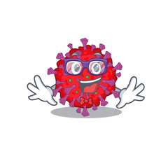 Super Funny Geek coronavirus particle cartoon character design