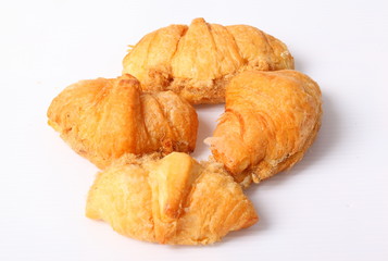 Fresh croissant bread isolated on white background