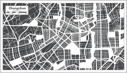 Changchun China City Map in Retro Style. Outline Map.