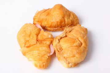 Fresh croissant bread isolated on white background