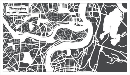 Chongqing China City Map in Retro Style. Outline Map.