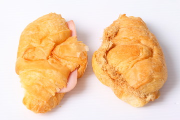 Fresh croissant bread isolated on white background