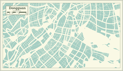 Dongguan China City Map in Retro Style. Outline Map.
