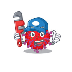 Smart Plumber coronavirus particle on cartoon character design