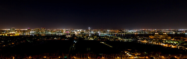 Aerial night panorama West Palm Beach Florida