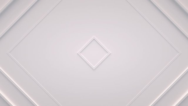 Wave from concentric squares, diamonds on the surface. Bright, milky radio wave abstract motion background. Seamless loop.