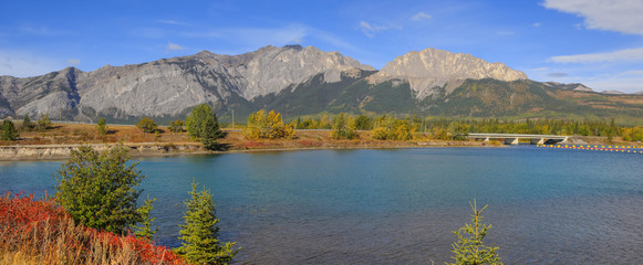 Bow river landscape from Bow valley drive in Banff national park