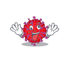 A picture of crazy face coronavirus particle mascot design style
