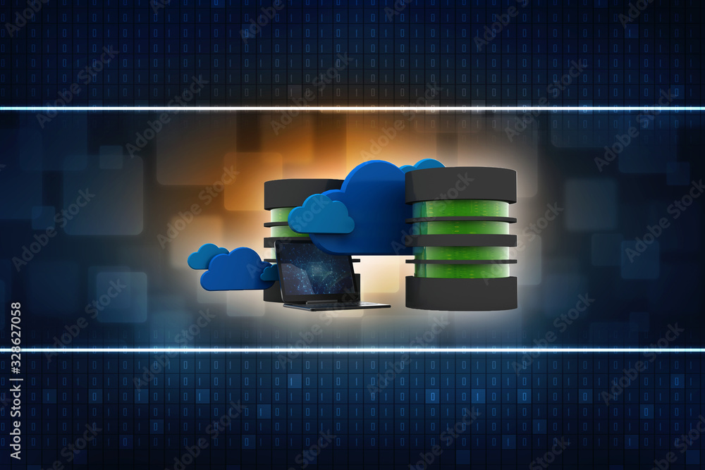 Poster 3d rendering Database storage data base