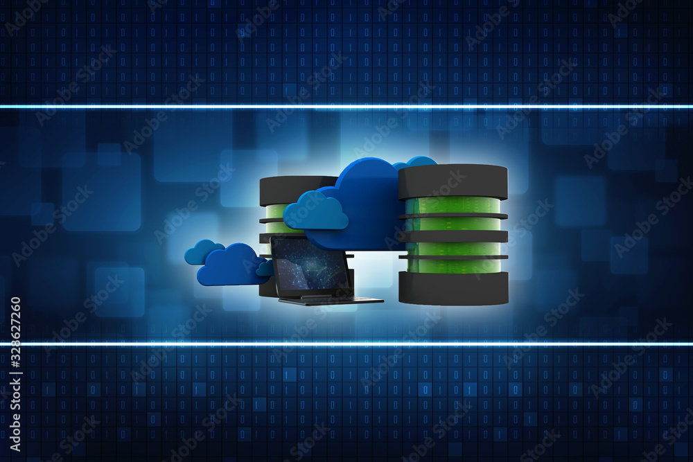 Poster 3d rendering Database storage data base
