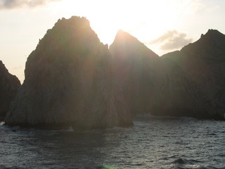 sunset on coast of sea