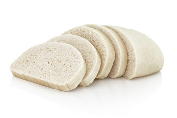 Steamed dumpling. Homemade Bread Dumpling. Isolated on white background with clipping path, with vector path. In Slovakia known as "knedla", in Czech: "knedlík". Food popular in Central Europe.