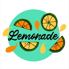 Hand drawn lettering inscriptions about Homemade Lemonade with lemon. Hand drawn text sticker kit on healthy cooling drinks, posters