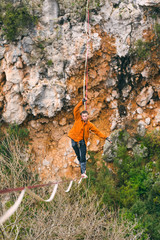 Highline in the mountains.