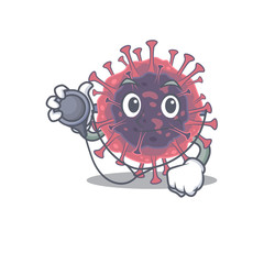 An elegant microbiology coronavirus in a Doctor Cartoon character with tools