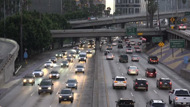 The Harbor Freeway going through downtown Los Angeles