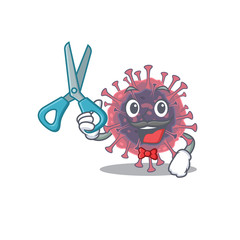 Cool Barber microbiology coronavirus mascot design style
