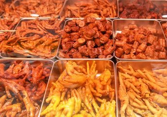 Fried chicken cooked according to a special recipe.