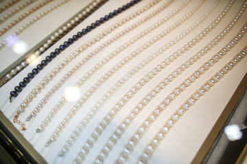 Pearl beads on a counter
