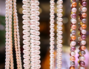 Pearl beads on a counter