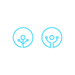 Circle technology icon, medical icon. Blue circle logo. Stock illustration