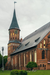 Fototapeta na wymiar View of the Brick Gothicstyle Konigsberg Cathedral in Kaliningrad. Russia, Kaliningrad, 2019-05-27.