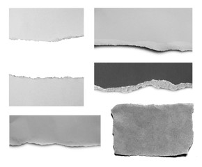 Set of ripped paper isolated on white background